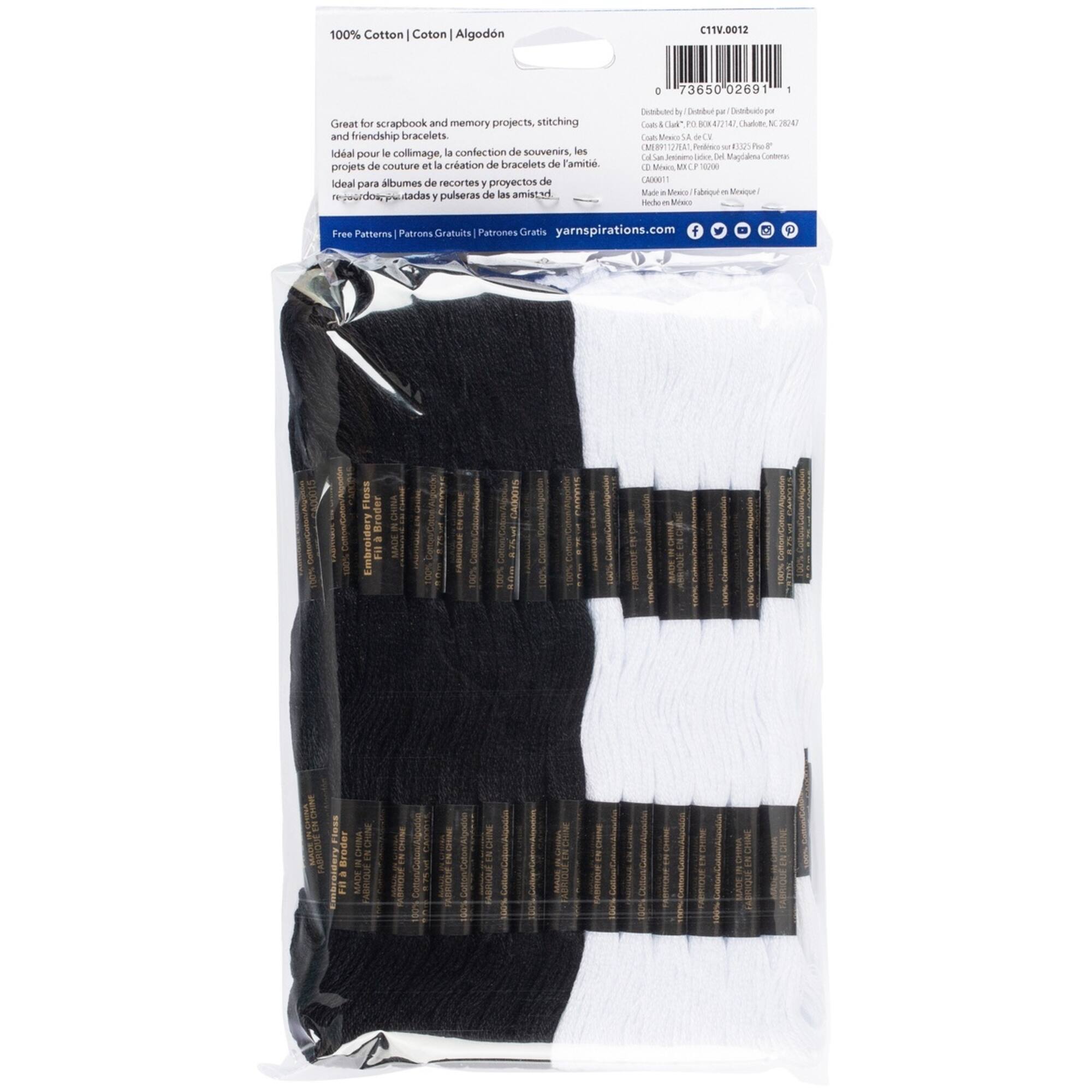 Coats & Clark 6-Strand Embroidery Floss Value Pack, Black & White